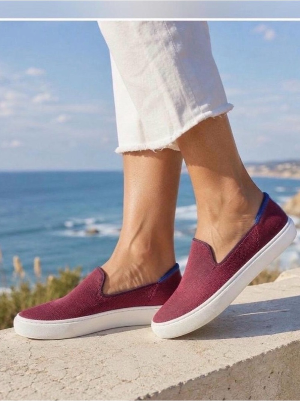 Rothy's The Original Slip-On Sneakers, vibrant red color size 9